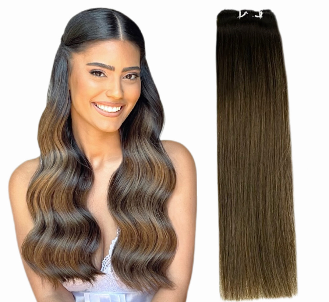 Mini Set Clip-On Ombre #1B cu #7 - Extensii de par București